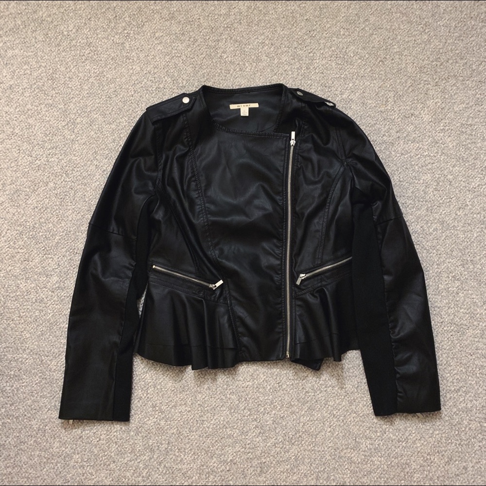 Large Miami Faux Leather Peplum Jacket